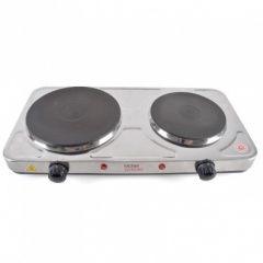*** Kitchen Perfected 2500w Double Hotplate - Brushed Steel