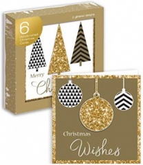 6 HANDCRAFTED CARDS- TREES & BAUBLES