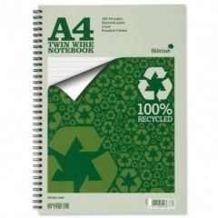 Silvine A4+ Twinwire Fluorescent Notebooks - 160 pages lined with margin -Pack of 8