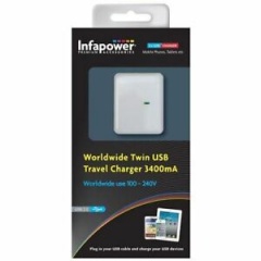 InfaPower Worldwide Twin USB Travel Charger 3400 MAH (P024)