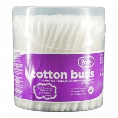 Pretty 200 Paper Stem Cotton Buds in Flip Top Drum