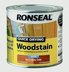 Ronseal Quick Drying  Woodstain Satin Exterior Natural Oak 250ml