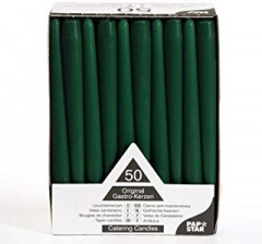 50 TAPER CANDLES 2.2CM 25CM Dark Green