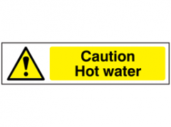 Stick On 50mm x 200mm 'Warning : Hot Water'