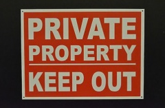 Stick On 50mm x 200mm 'Private Property Keep Out'