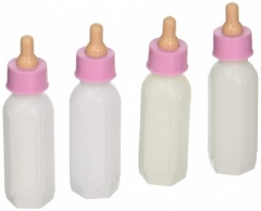 4 Baby Bottles 3.5''-pink Top