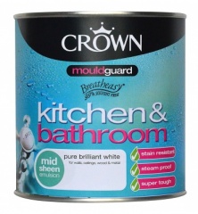 Crown Bathroom Mid Sheen PWB 1ltr. - Mouldguard + Formulation
