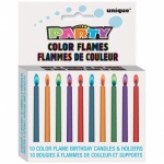 10 COLR FLME BDAY CANDLE HLDRS
