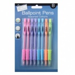 8  Ballpoint Pens 5 pastel Colours