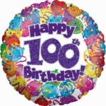 100th Birthday - Holographic Metallic Foil Balloon