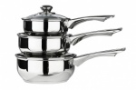 3pc Stainless Steel Pan Set with Glass Lids
