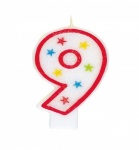 Number 9 Glitter Birthday Candle with Happy Birthday Decoration