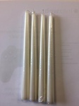 S/4 METALLIC WHT TAPER CANDLES