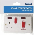 Status 1 Gang - 45 amp - Cooker Switch - 2 x neon - White