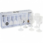 6pc Clear Crystal Cut Ps Wine Goblets
