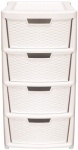 Rattan 4 Drawer Tower Cream