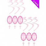 6pk Cross Swirl Decorations - Pink