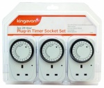 Kingavon 3pc 24 Hour Plug In Timer Socket Set
