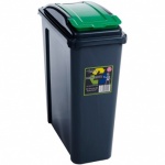 WHAM Recycling 25L Slimline Bin & Lid Graphite/Gen. Green