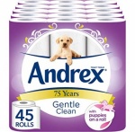 Andrex Gentle Clean - Puppy On A Roll Toilet Paper 9pk x 5
