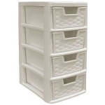 4 Drawer Small Rattan Tower