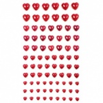 Adhesive Gemstones Heart Red (87 Pieces)