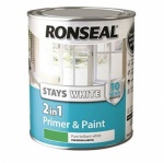 Ronseal Stays White 2 in 1 Trim Paint- White Gloss  2.5ltrs
