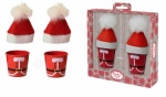 SANTA EGG CUP PAILS WITH EGG COSYS - SET OF 2