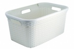 Curver Rattan Rectangle Laundry Basket - 45L   Vintage White