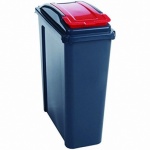 WHAM Recycling 25L Slimline Bin & Lid Graphite/Gen. Red