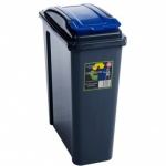 WHAM Recycling 25L Slimline Bin & Lid Graphite/Gen. Blue