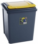 WHAM Recycling 50L Bin & Lid Graphite/Gen. Yellow