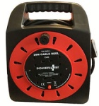 Powerplus 25m 4 Socket Way 13 Amp 240v Heavy Duty Cable Mains Extension Lead Handbag Reel