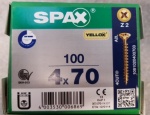 SPAX FLAT COUNTERSUNK POZI - YELLOX SPAX POZ FLAT CSK Y 4.0X70 100pcs