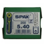 SPAX FLAT COUNTERSUNK POZI - YELLOX SPAX POZ FLAT CSK Y 5.0X40 200pcs