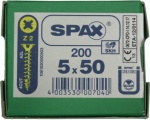 SPAX FLAT COUNTERSUNK POZI - YELLOX SPAX POZ FLAT CSK Y 5.0X50 200pcs