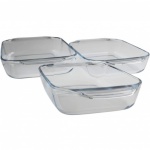 Pyrex 3 piece Optimum rectangular roaster set - boxed - 31 x 20cm + 35 x 23cm + 39 x 25cm