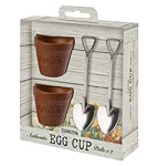 Flower Pot Set 2 Egg Cups and Spoons