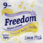 Freedom 45 Rolls Of  Lemon Toilet Paper 3Ply  9pk x 5