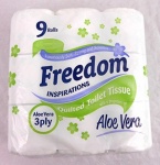 Freedom 45 Rolls Of Aloe Toilet Paper 3Ply  9pk x 5