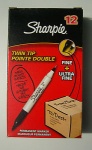 Sharpie Twin Tip Permanent Marker - Black - Pack of 12