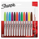 Sharpie Permanent Markers, Fine Tip - Assorted Colours - Pack of 12