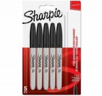 Sharpie Permanent Markers, Fine Tip - Black - Pack of 5