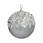 8cm Bead Frost Bauble Silver