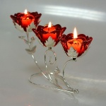 3 Glass Candle Holders Rose 2AS