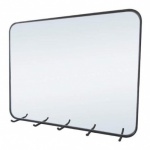 Wire Framed Wall Mirror with Five Hooks - Black