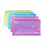 Rapesco Bright Popper Wallet Transparent Assorted DL Pack of 5 (0690)