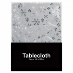 christmas snowflake print tablecloth 54' X 72' white & silver (55154)