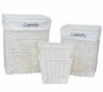 JVL Rectangle Linen Basket - White