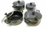 8pc Casserole 30 32 36 38 cm with Glass Lid
